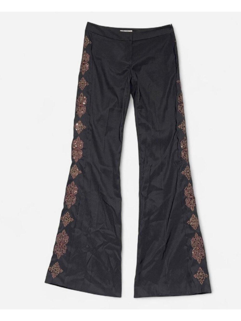 Vtg y2k brown dress pants with beaded side trim